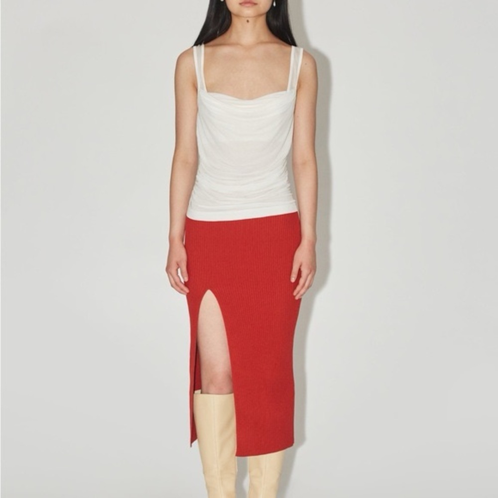 Uncle Studios Ribbed Maxi Skirt with Slit